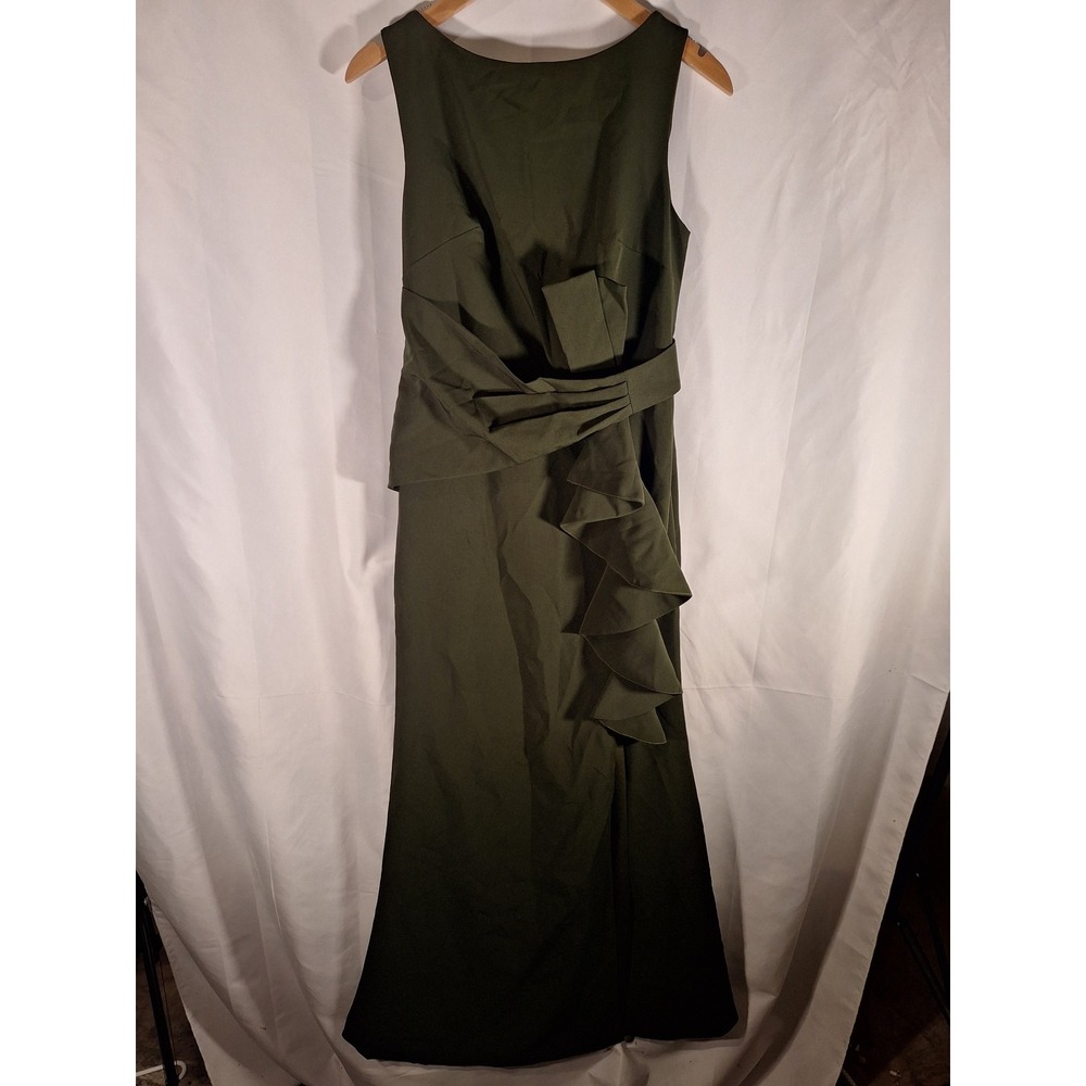 Fashion Class and Fashion Olive Green Ruffle Formal Gown Maxi Dress Size 8 NEW